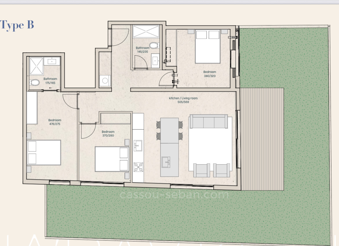 Ground floor 4 rooms Tel Aviv quarter of the sea 144-IBL-688