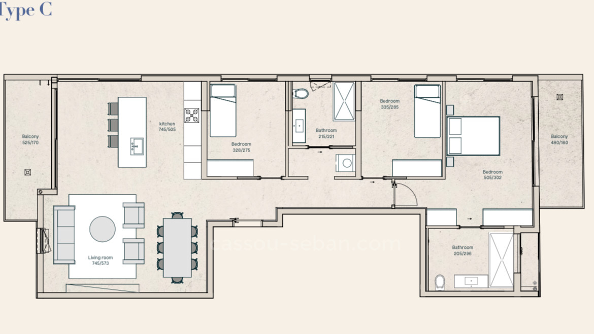 Apartment 4 rooms Tel Aviv quarter of the sea 144-IBL-689