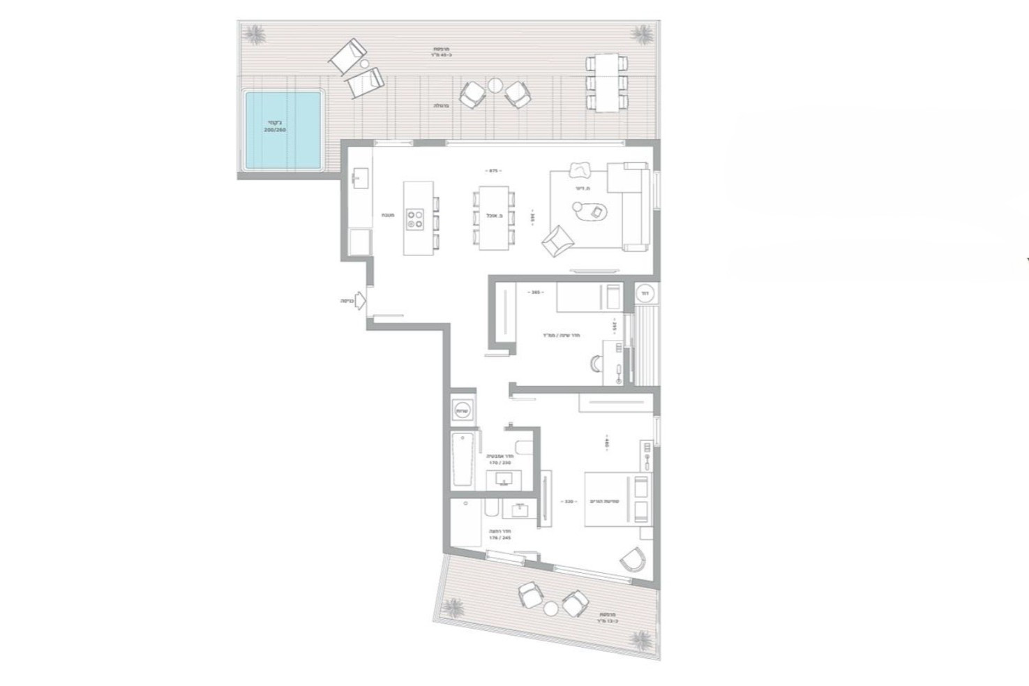 Penthouse 3 rooms Tel Aviv Neve Tsedek 828-IBL-130