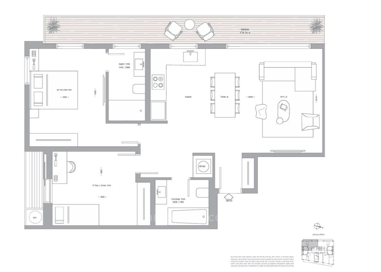 Penthouse 2 rooms Tel Aviv Neve Tsedek 828-IBL-131