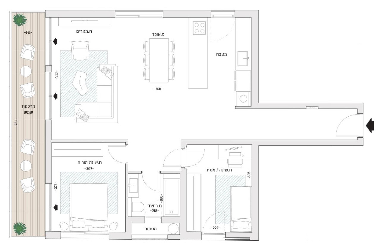 Apartment 3 rooms Tel Aviv Lev Tel-Aviv 828-IBL-87